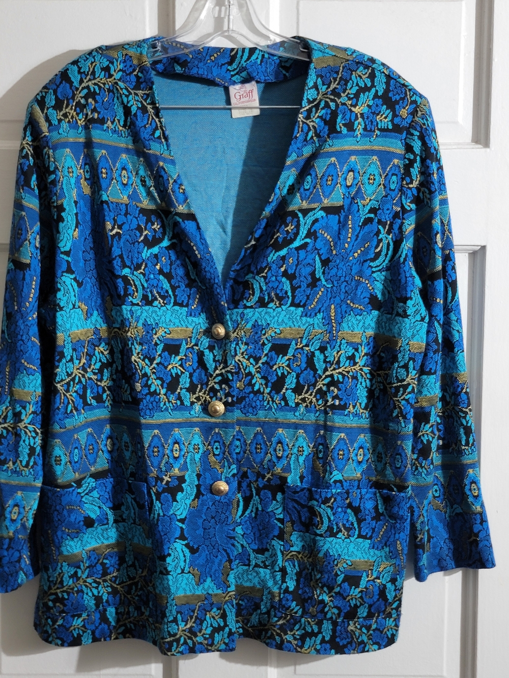 Graff Blue Floral Textured Blazer